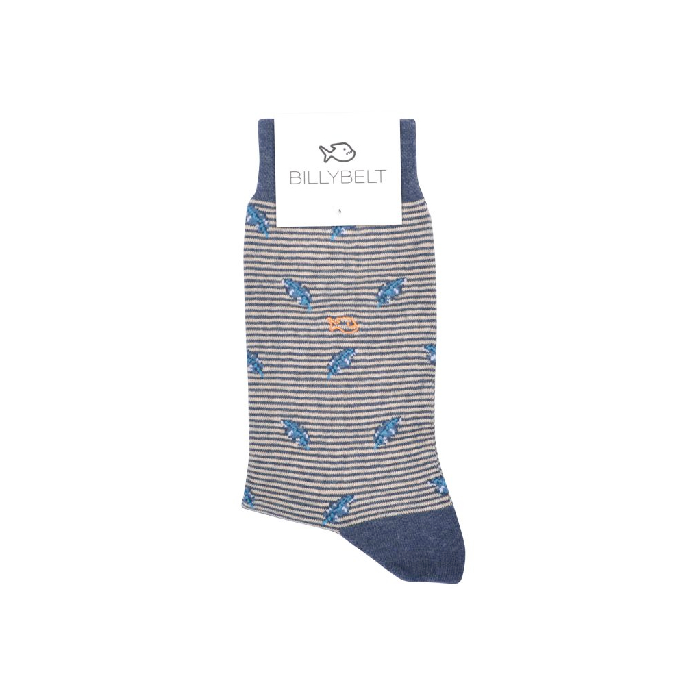 BillyBelt - Chaussettes coton unie - Feuilles bleues