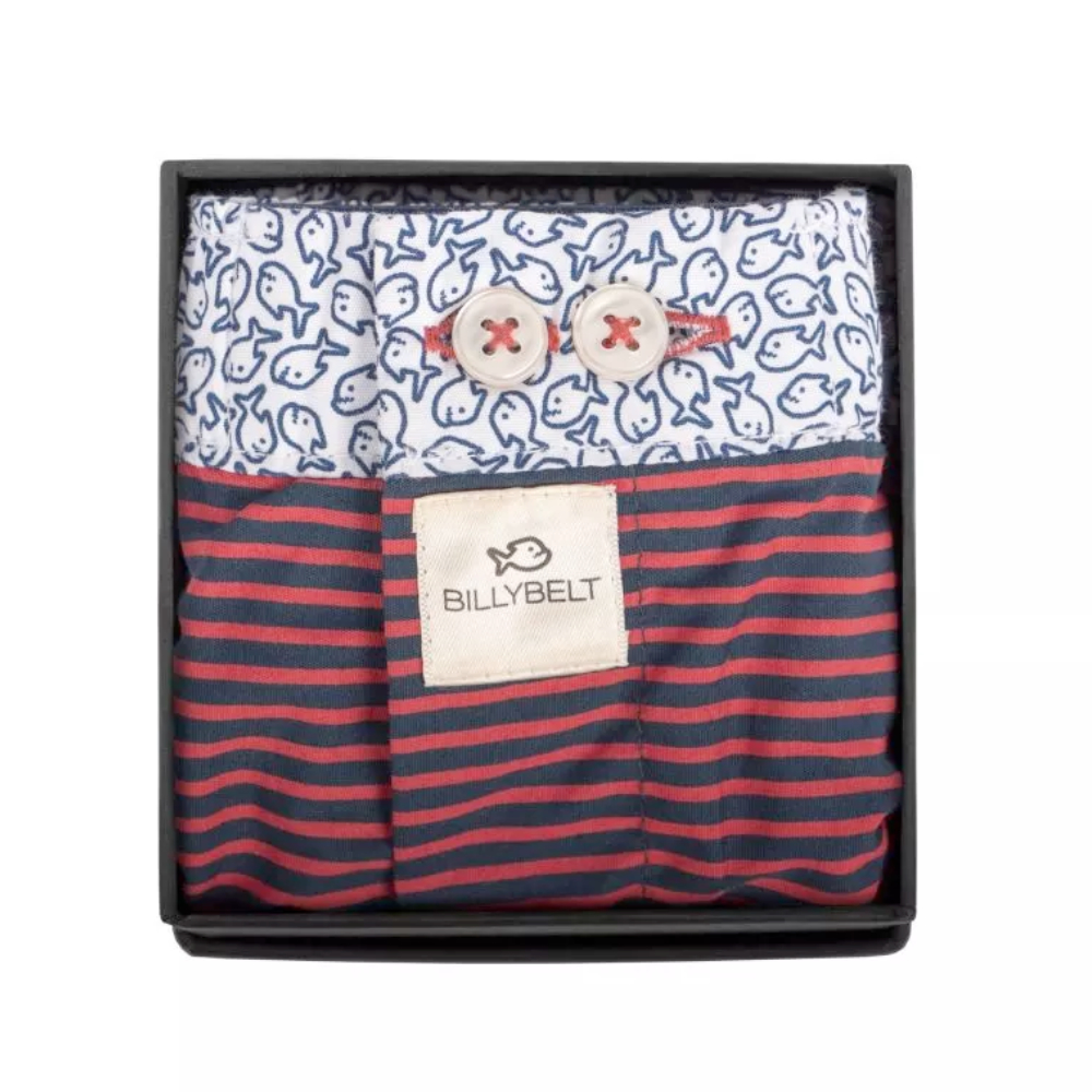 BillyBelt - Caleçon en coton bio - Red Stripes - Taille 2XL