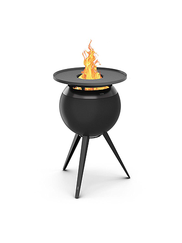 Hofats - MOON 45 All Black - Fire basket with high Stand - avec accessoire Plancha